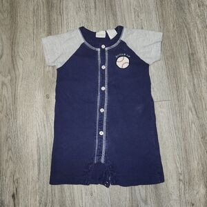 Peek A Babe Vintage Baseball Romper | 3-6M